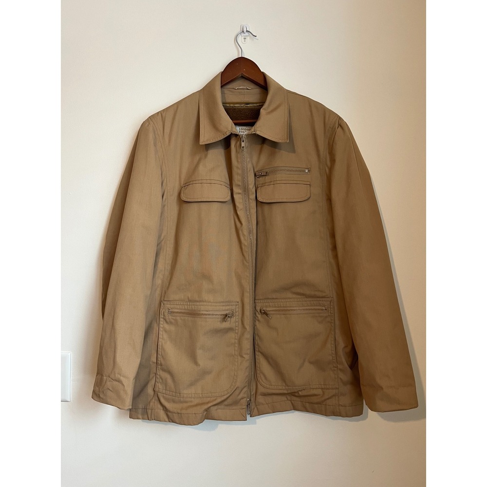 Vintage London Fog Men's Tan Sherpa‎ Lined Weatherwear Jacket Size 42